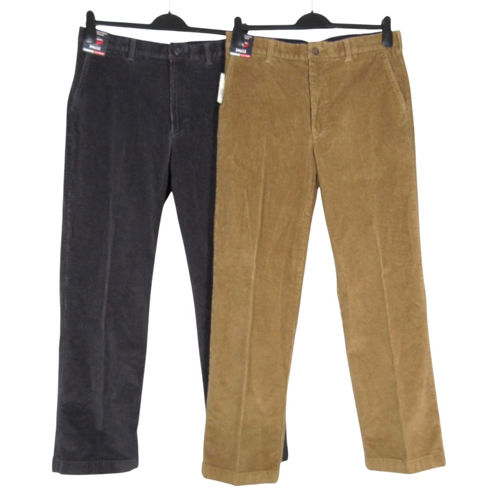 NWT ROUNDTREE & YORKE Lot GREY/KHAKI CORDUROY Core Comfort Waistband PANTS 34x32